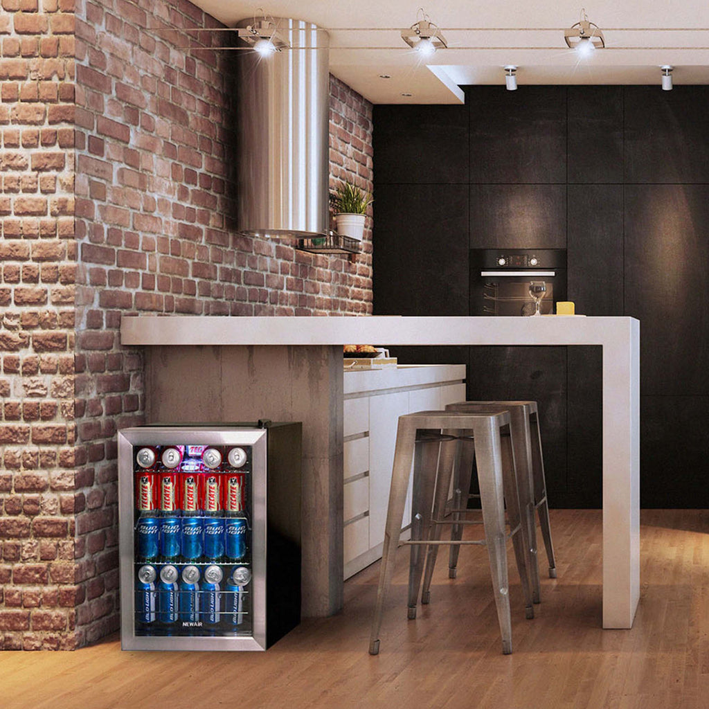 Newair® 90-Can Freestanding Stainless Steel Beverage Fridge -17"