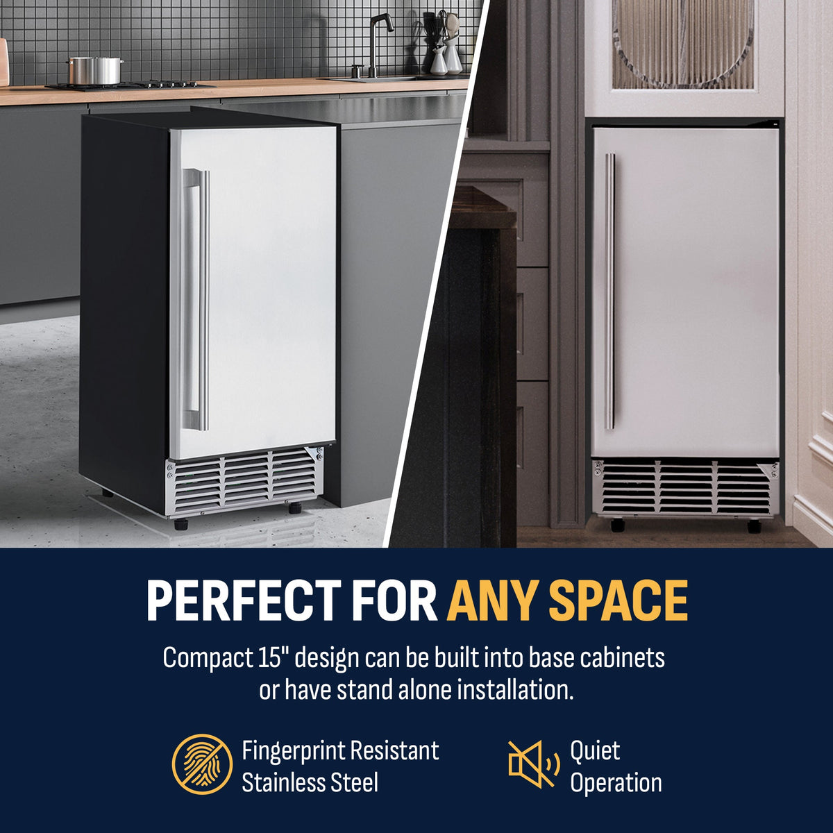 Newair® Undercounter Ice Maker for Home. Clear Ice, 80 lbs/day - Stainless Steel