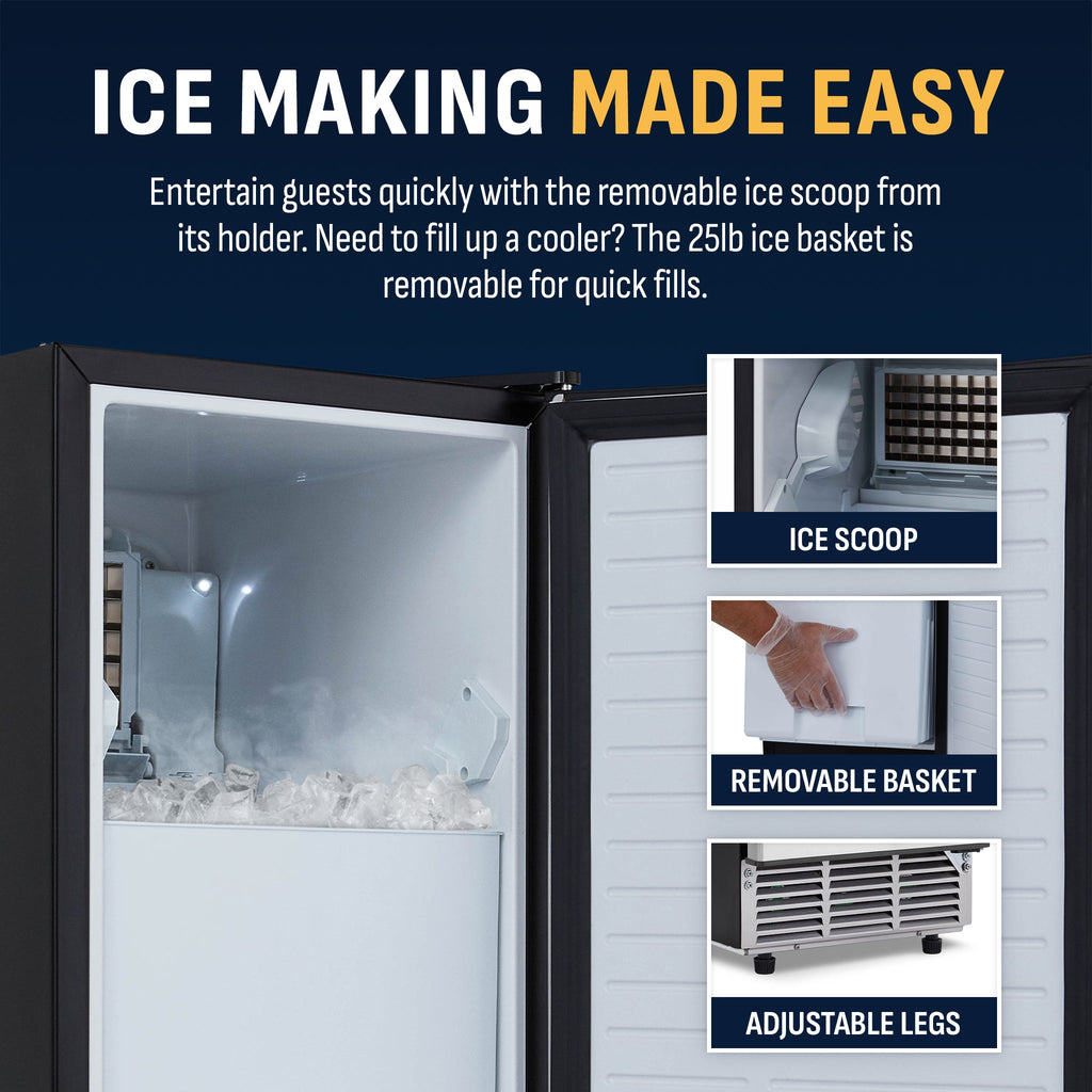 Newair® Undercounter Ice Maker for Home. Clear Ice, 80 lbs/day - Stainless Steel