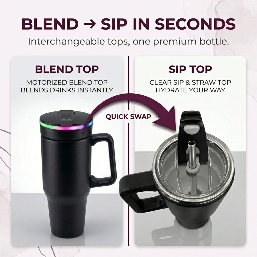 BLENDi Steel Insulated Portable Blender – 21oz, Crushes Ice, USB-C Rechargeable