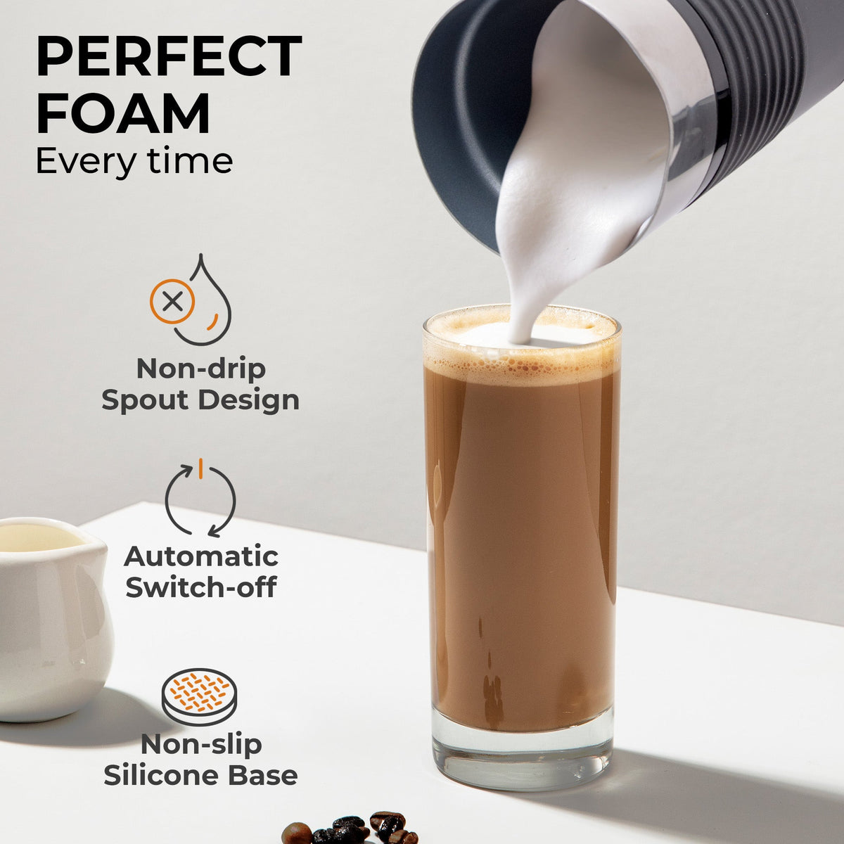 Kaffe Pour-in Milk Frother with Silicone Base