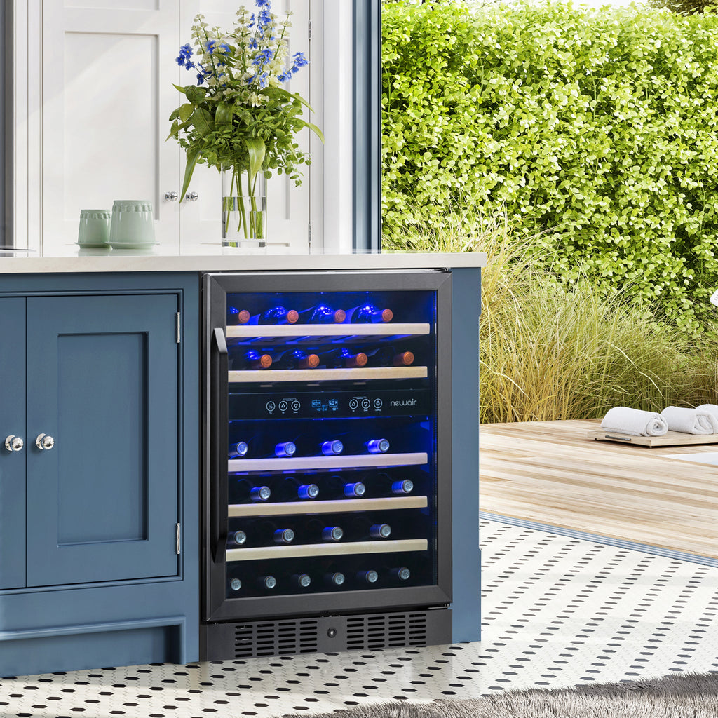Newair® 46-Bottle 23.5" Black Stainless Steel Built-In Dual Zone Wine Cooler