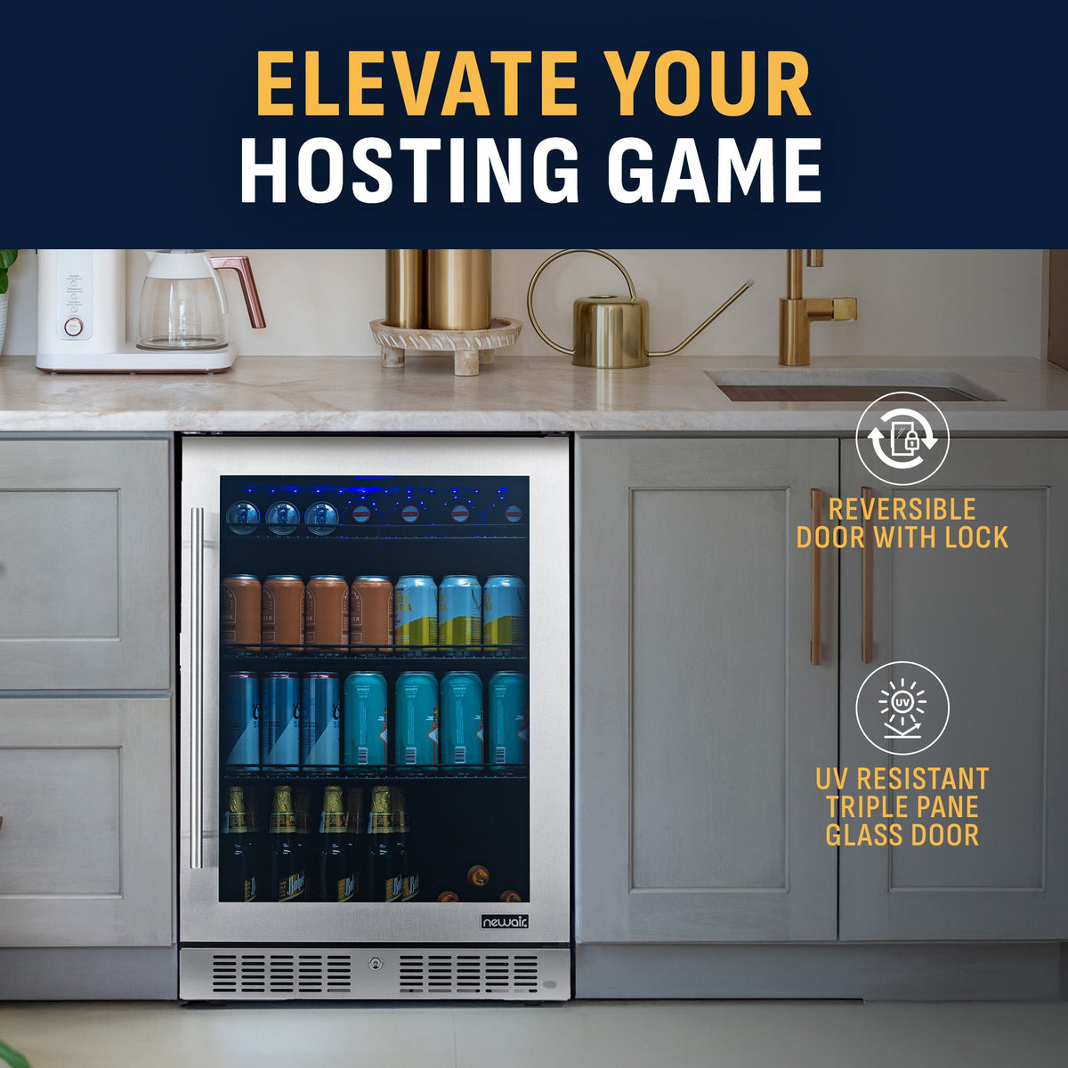 Newair® 224-Can Built-In Stainless Steel Beverage Fridge - 24"