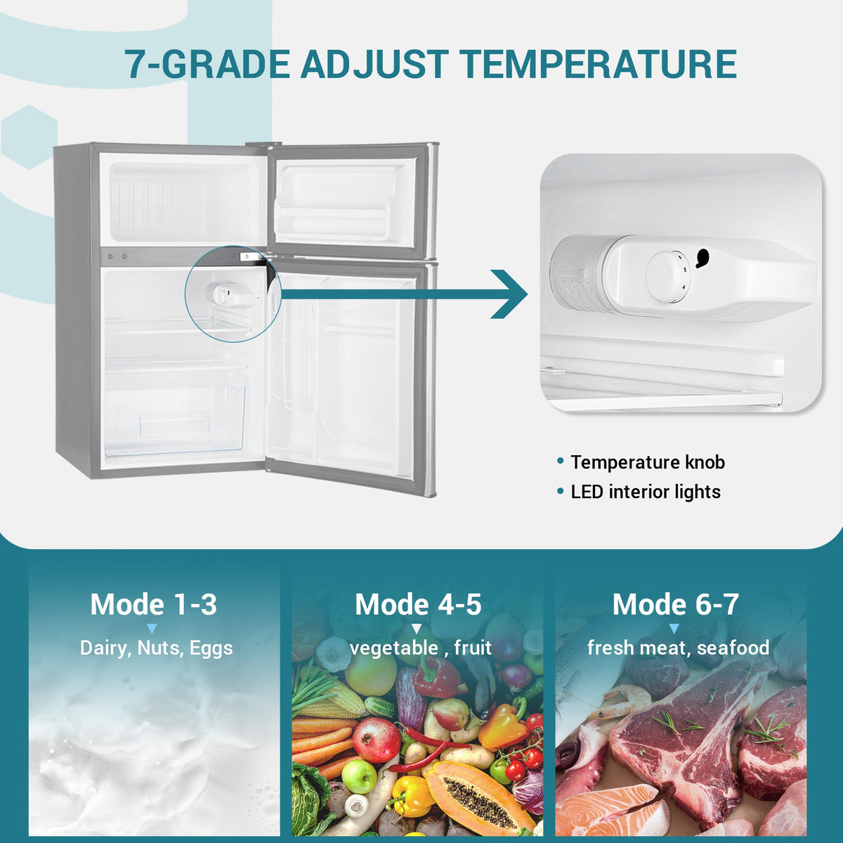 EUHOMY Mini Fridge with Freezer, 3.2 Cu.Ft Mini Refrigerator, Dorm Fridge with 2 Door For Bedroom/Apartment/Office-Food Storage Cooling Drink, Black
