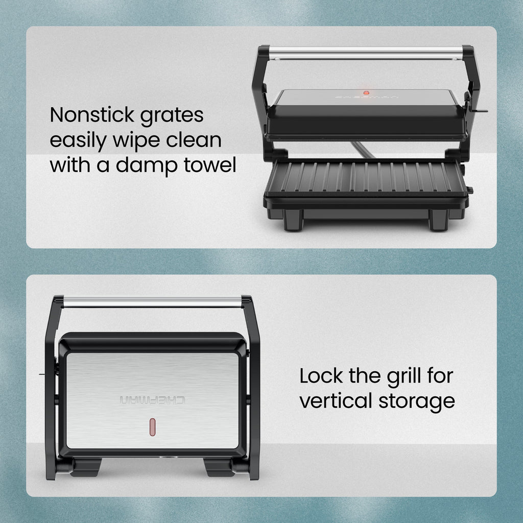 Panini Press + 180° Indoor Grill - Black