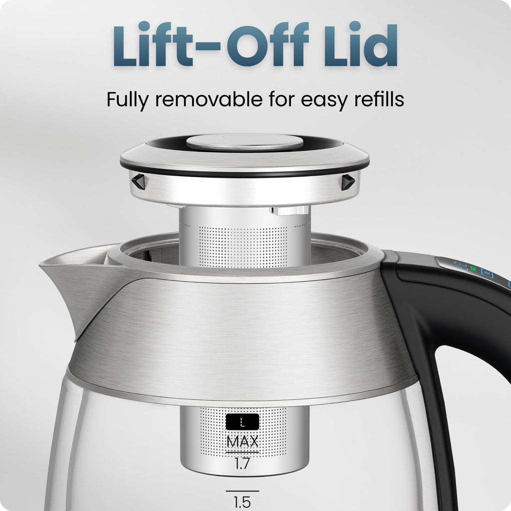 Chefman® 1.7L Dual-Glass Electric Kettle with Tea Infuser & Adjustable Temperature