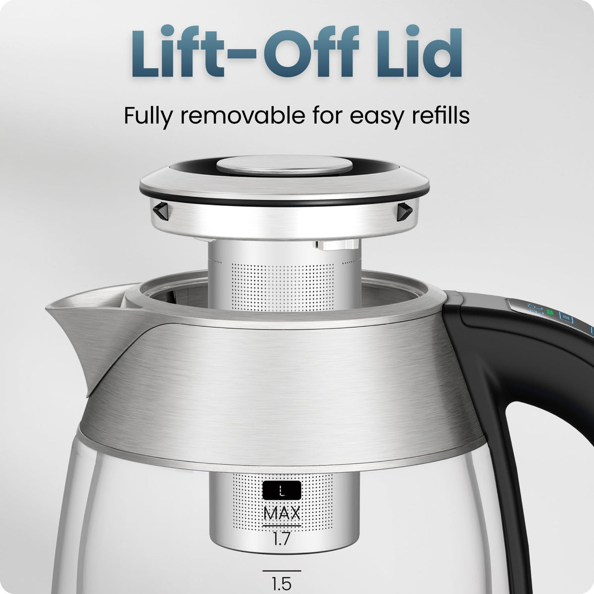 Chefman® 1.7L Dual-Glass Electric Kettle with Tea Infuser & Adjustable Temperature