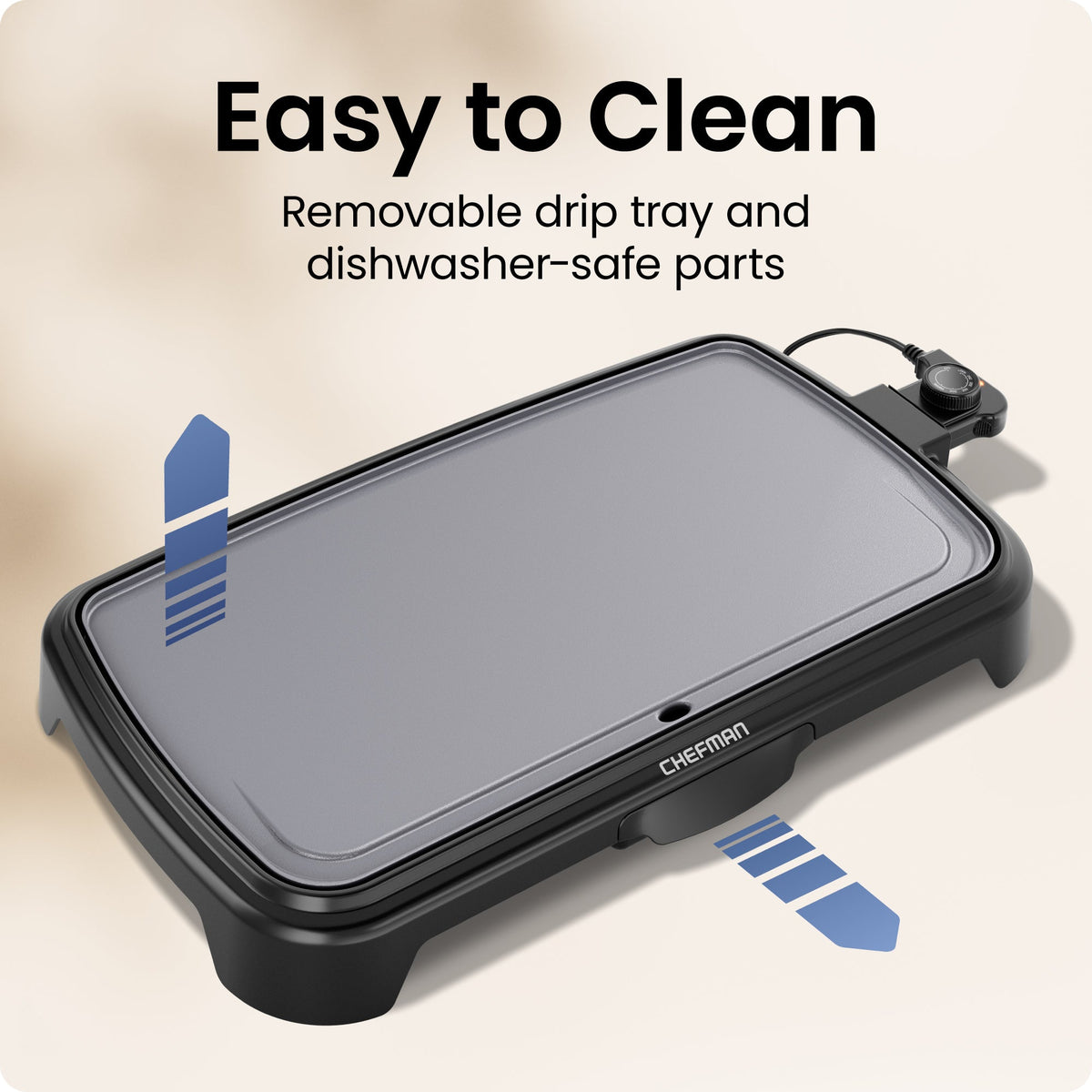 All-Purpose 10" x 20" Nonstick Extra-Large Griddle, Grey