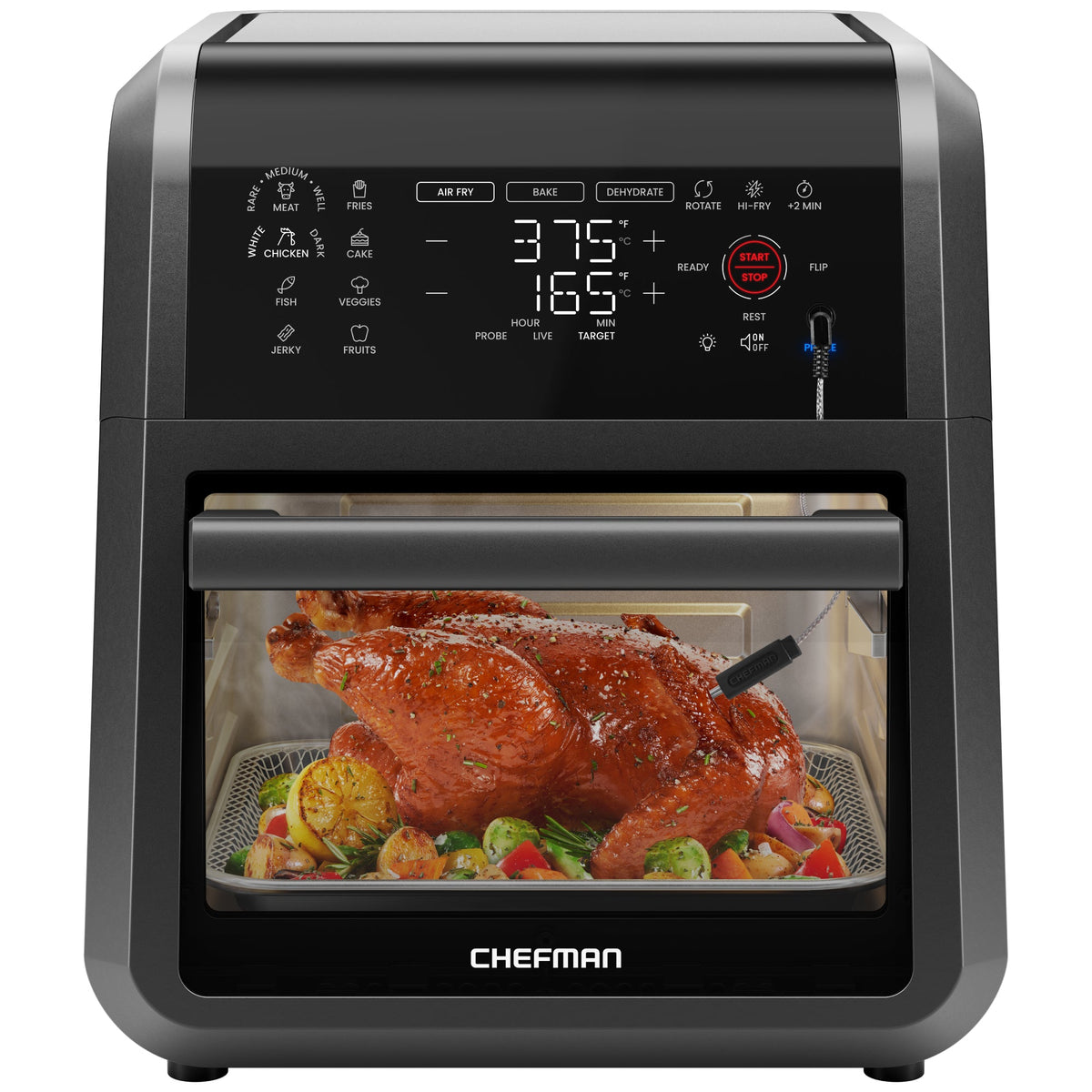 Multifunctional Digital Air Fryer w/ Integrated Smart Thermometer - 12 Quart