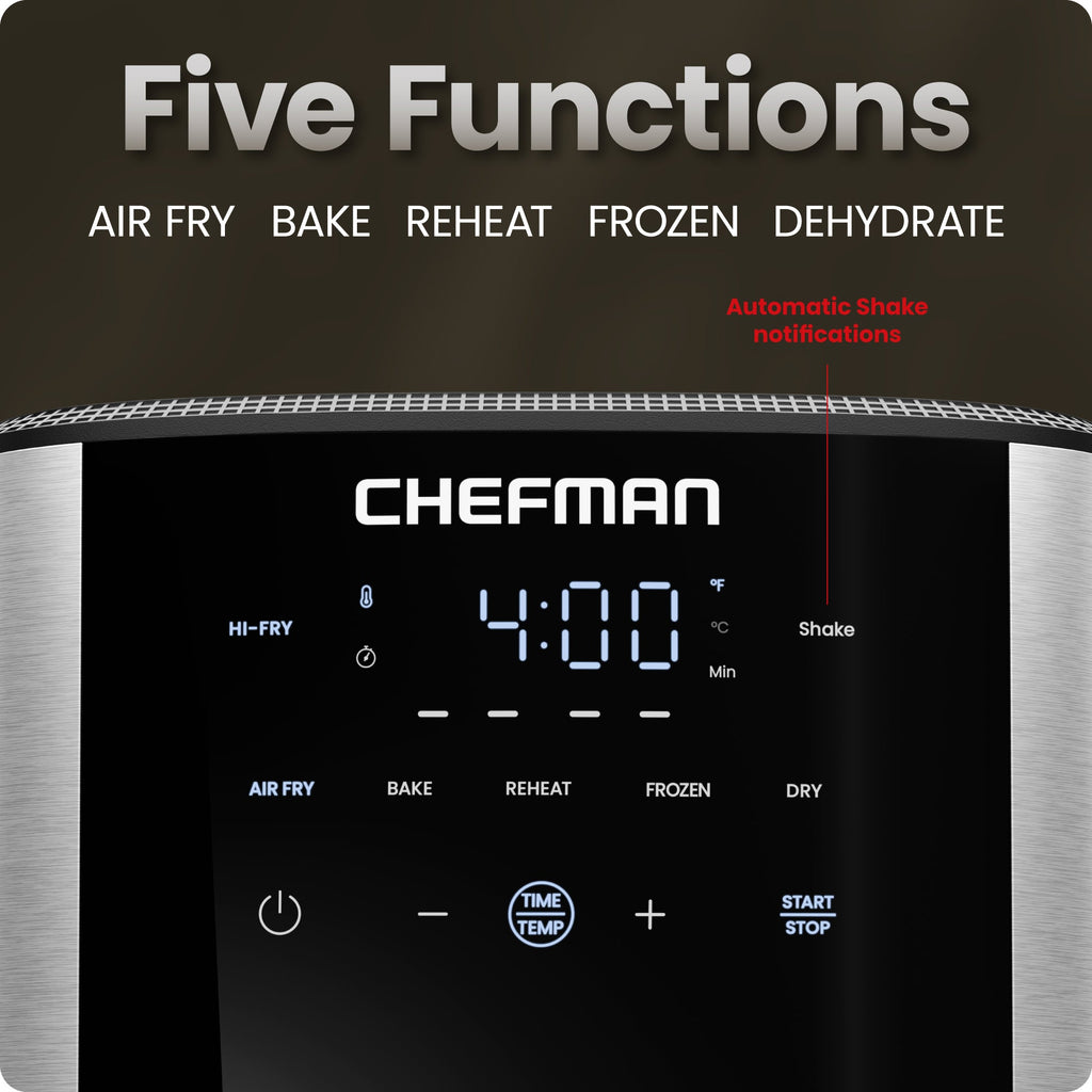 TurboFry® 6-Quart Digital Air Fryer, Touch Controls w/ 5 Cooking Functions – Stainless Steel