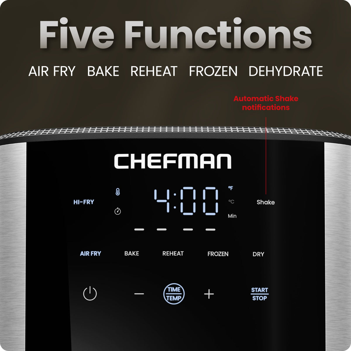 TurboFry® 6-Quart Digital Air Fryer, Touch Controls w/ 5 Cooking Functions – Stainless Steel