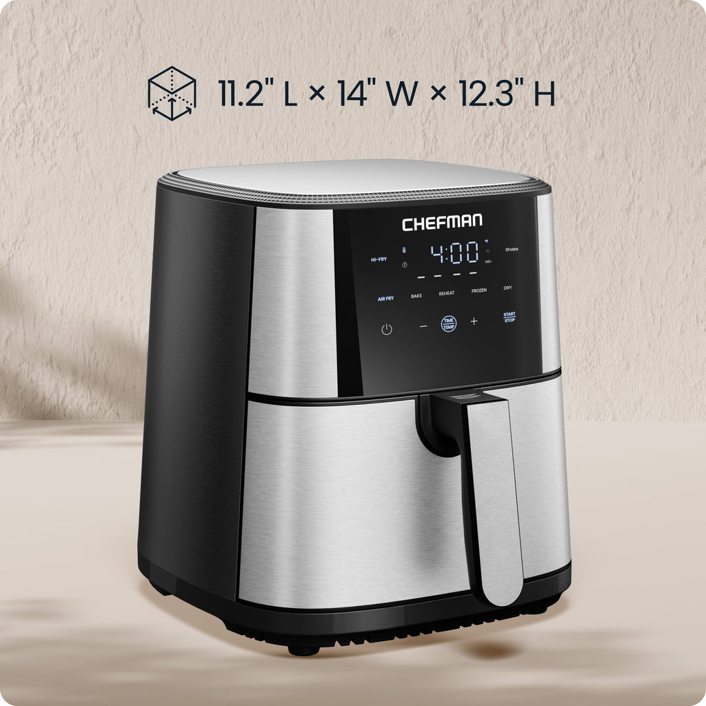 TurboFry® 6-Quart Digital Air Fryer, Touch Controls w/ 5 Cooking Functions – Stainless Steel