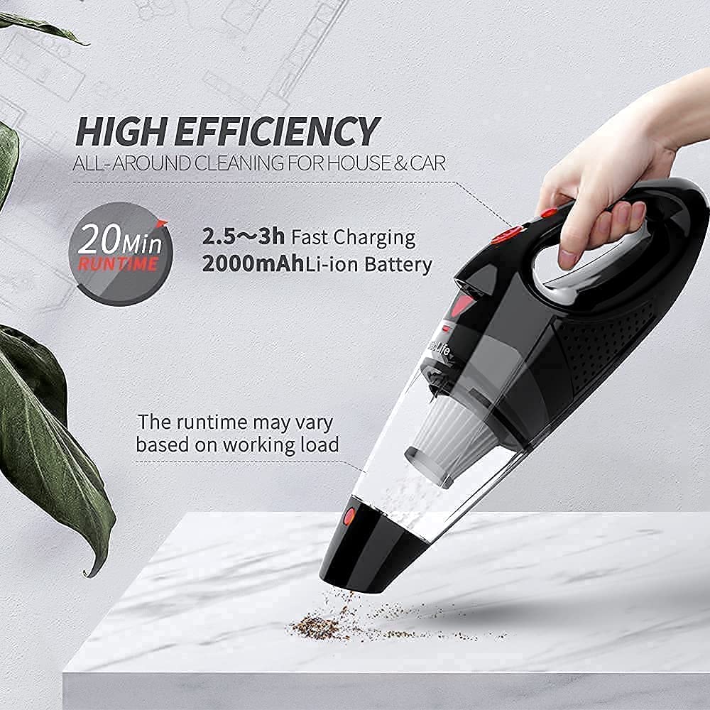 VacLife Handheld Vacuum, Car Vacuum Cleaner Cordless, Mini Portable Rechargeable Vacuum Cleaner with 2 Filters, Red (VL188)