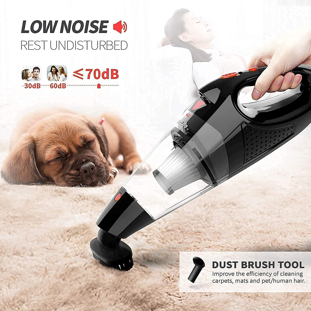VacLife Handheld Vacuum, Car Vacuum Cleaner Cordless, Mini Portable Rechargeable Vacuum Cleaner with 2 Filters, Red (VL188)