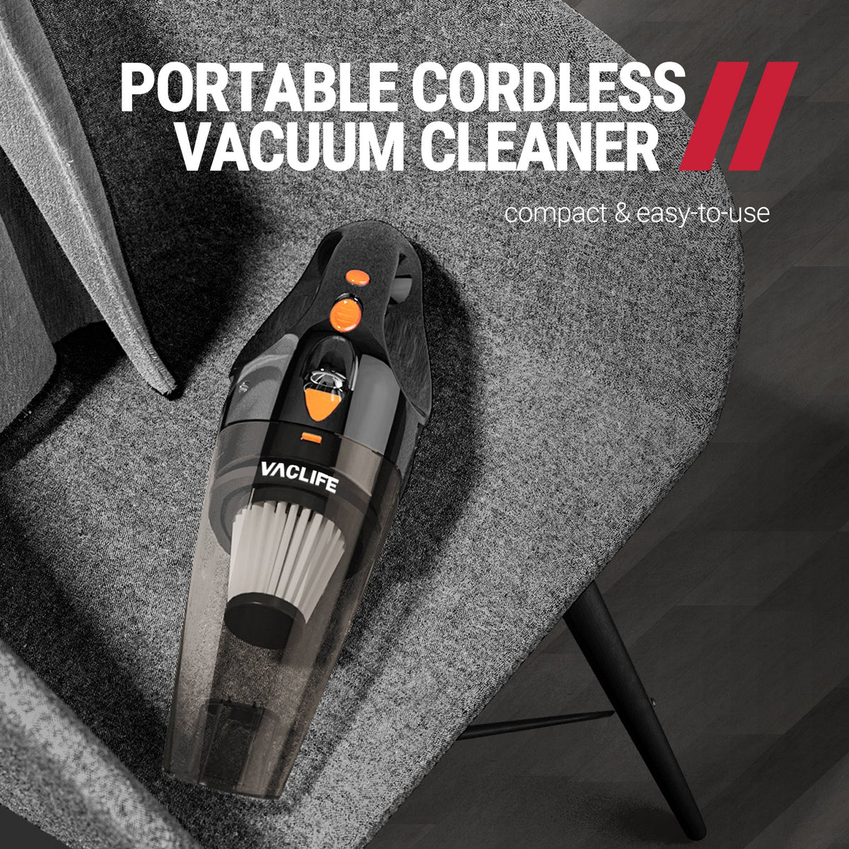 VacLife Handheld Vacuum, Car Vacuum Cleaner Cordless, Mini Portable Rechargeable Vacuum Cleaner with 2 Filters, Orange (VL189)