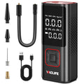 VacLife 150 Psi Cordless Tire Inflator Portable Compressor, Quick Inflation, Auto Shutoff, LED Light, Accs, Red