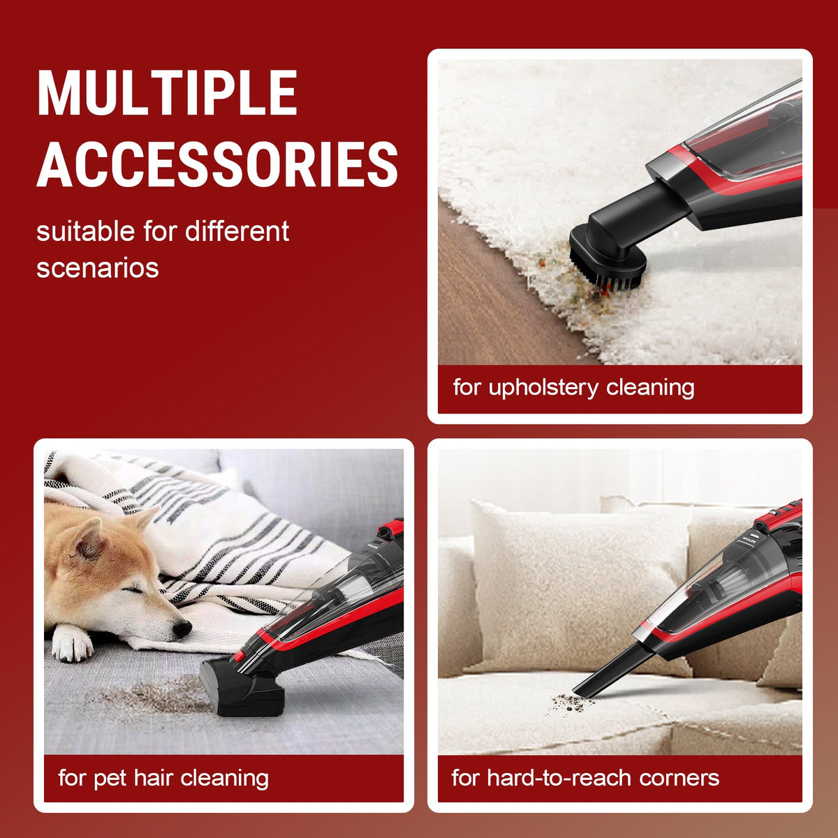 VacLife Cordless Handheld Vacuum, Car Vacuum Cleaner Rechargeable with Motorized Brush, Powerful Stair Vacuum