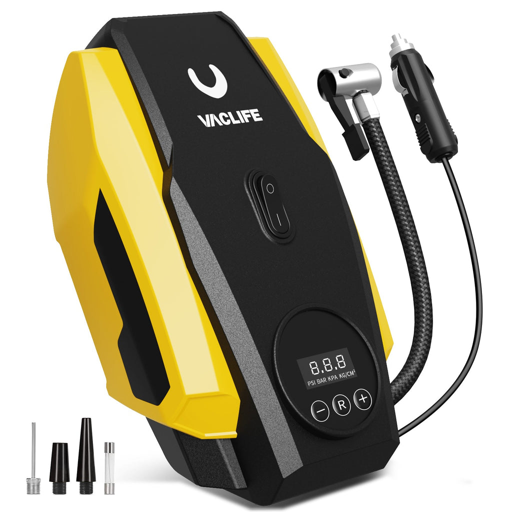 VacLife 12V DC Tire Inflator, Auto Shutoff Air Compressor Portable, 160 Psi