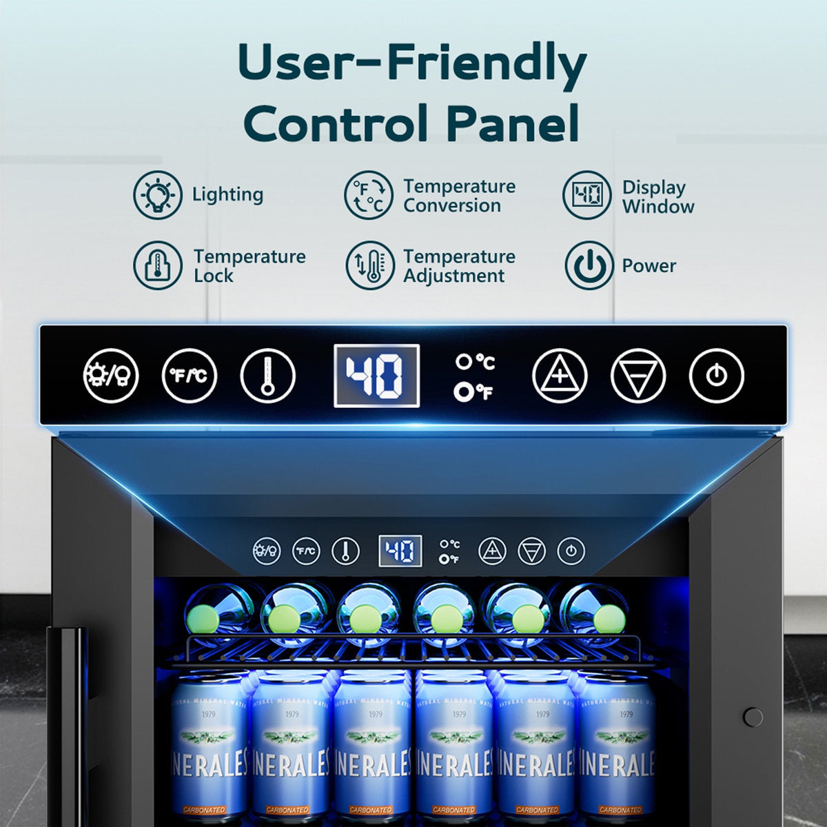 EUHOMY 130 Can Beverage Refrigerator Cooler, 3.2 Cu.Ft Under Counter Drink Fridge for Soda, Water & Wine, Adjustable Temperature Control for Home Kitchen Bar