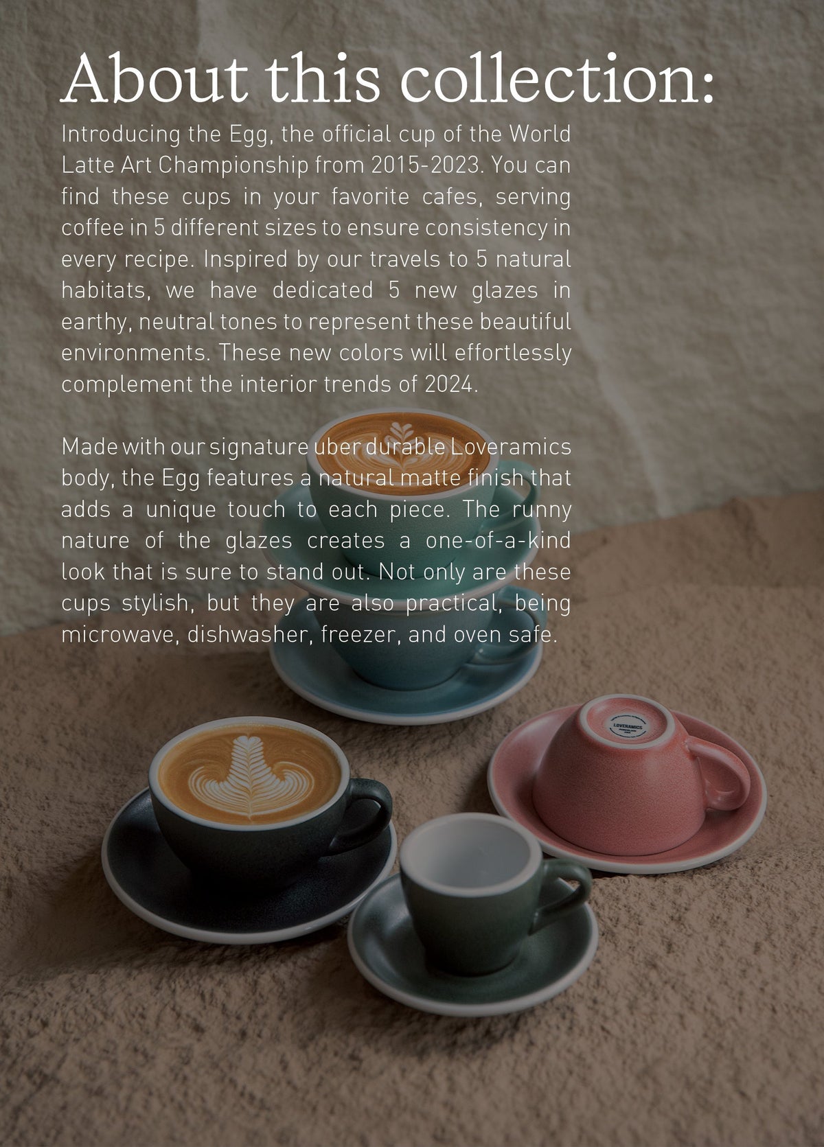 2.5 oz Egg Espresso Cup and Saucer - Mineral Colors Collection