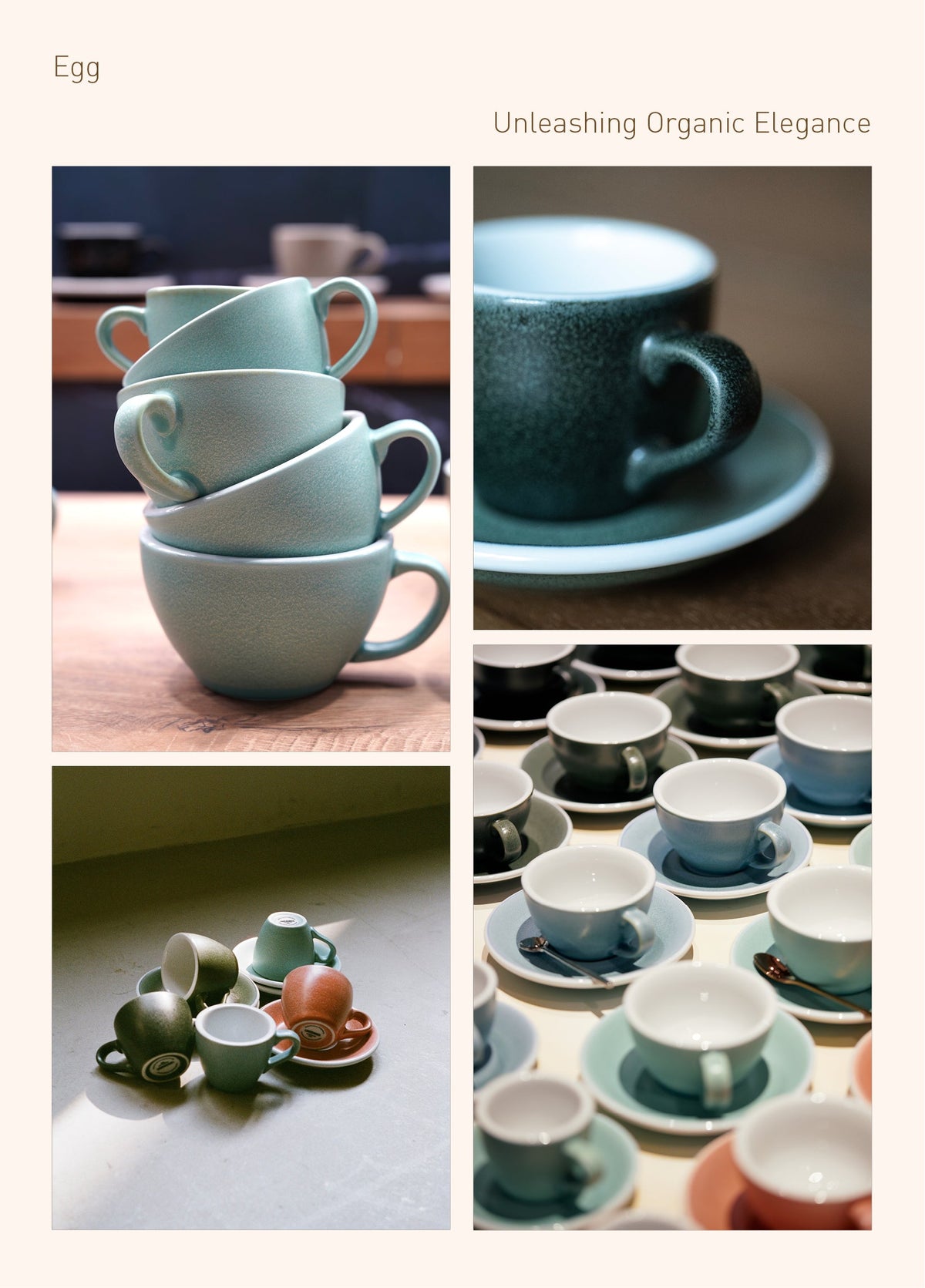 2.5 oz Egg Espresso Cup and Saucer - Mineral Colors Collection