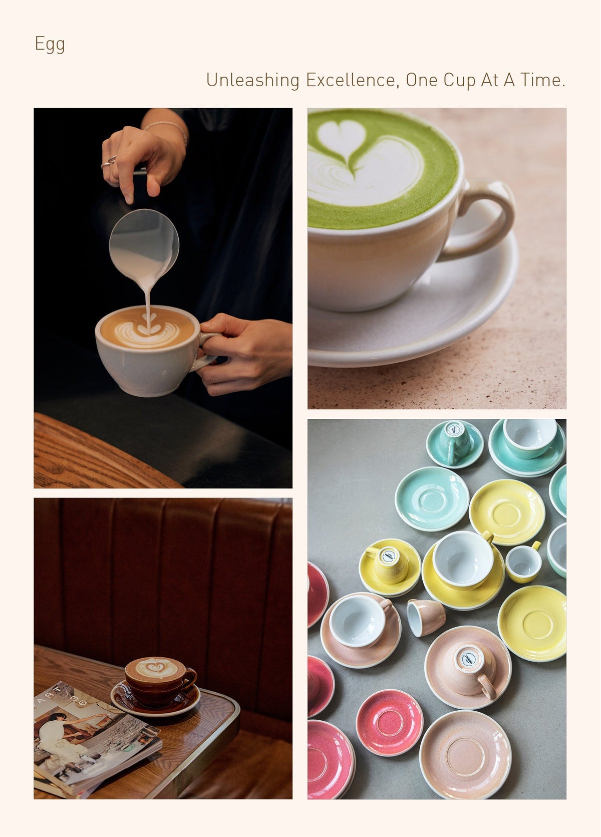 10 oz Egg Cafe Latte Cup and Saucer - Potters Colors