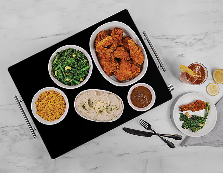 Family-Size Glass-Top Warming Tray