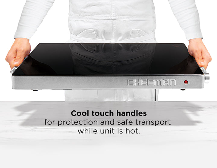 Family-Size Glass-Top Warming Tray