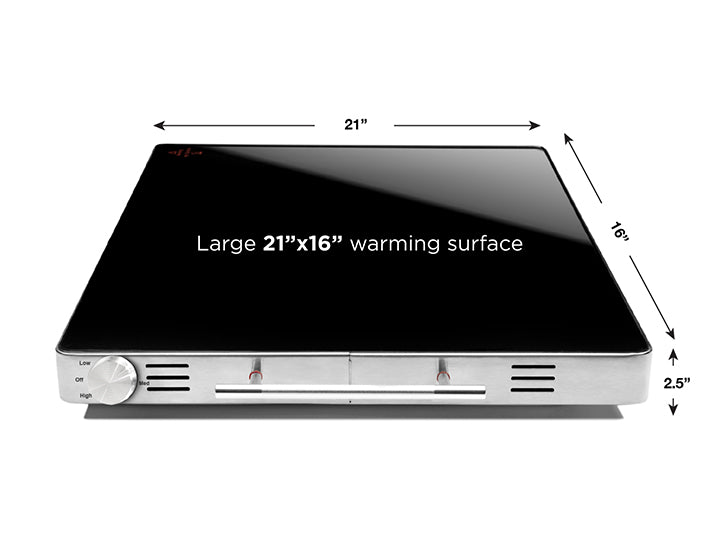 Family-Size Glass-Top Warming Tray