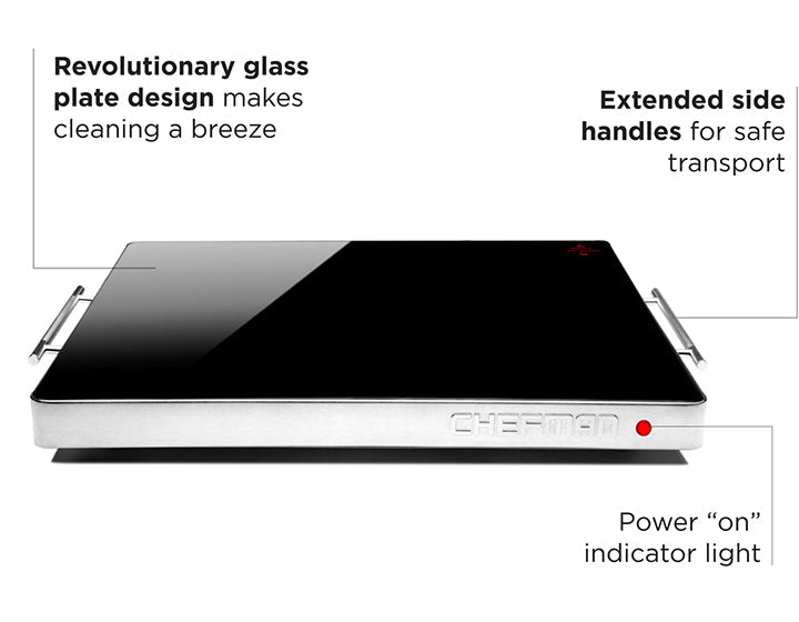 Family-Size Glass-Top Warming Tray
