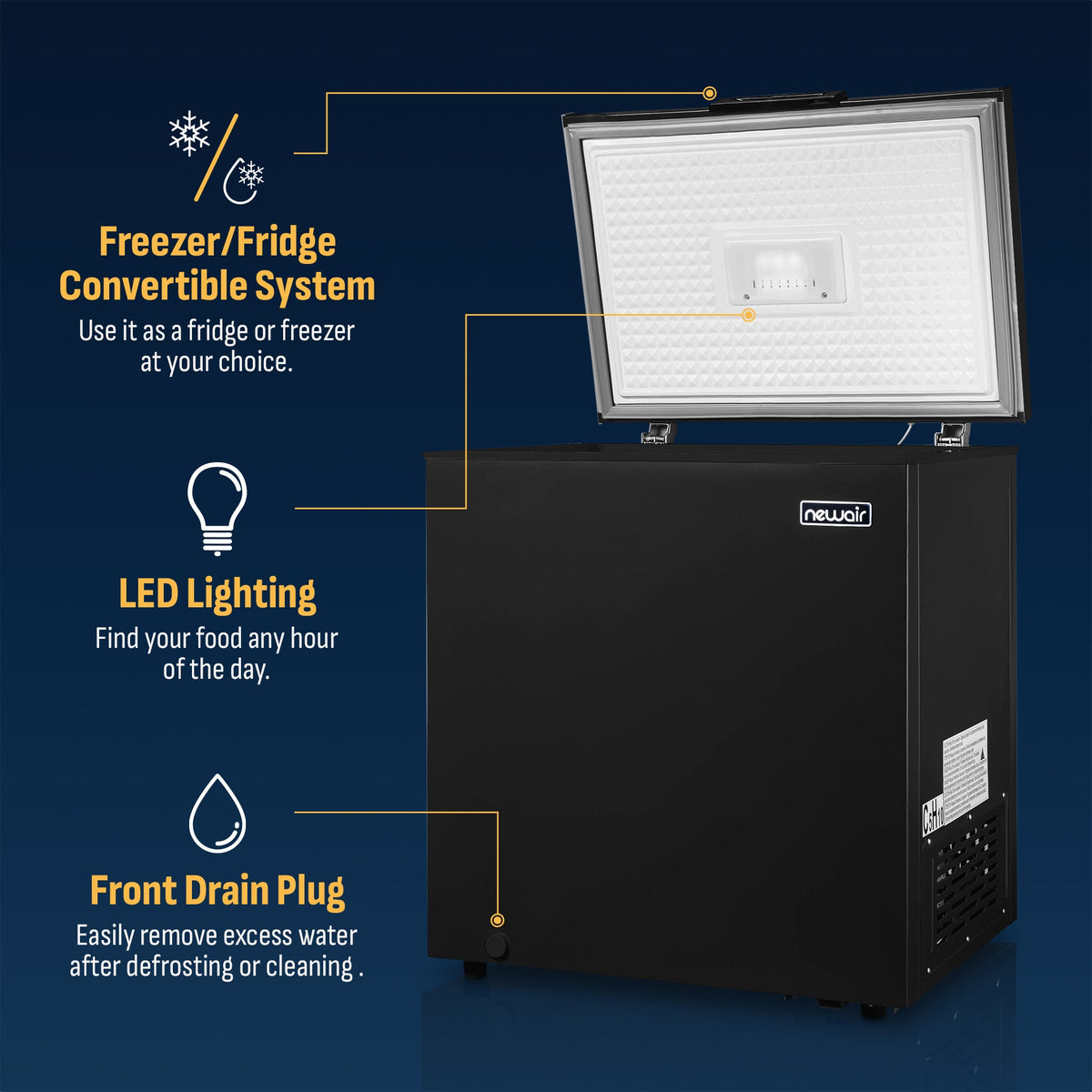 Newair® Mini Deep Chest Freezer, 5 Cu. Ft. - Black
