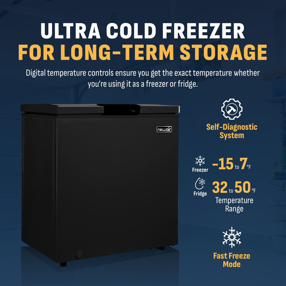 Newair® Mini Deep Chest Freezer, 5 Cu. Ft. - Black