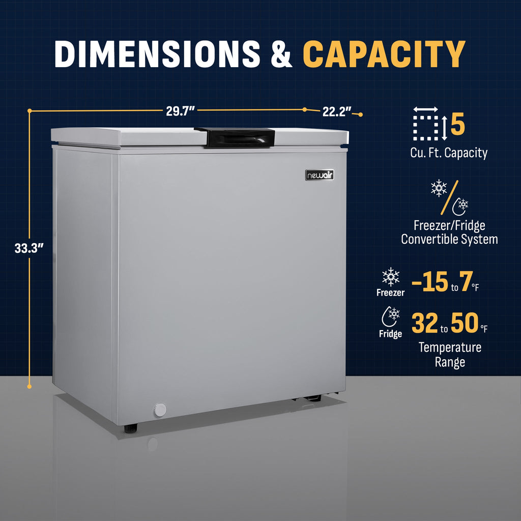 Newair® Mini Deep Chest Freezer, 5 Cu. Ft. - Cool Gray