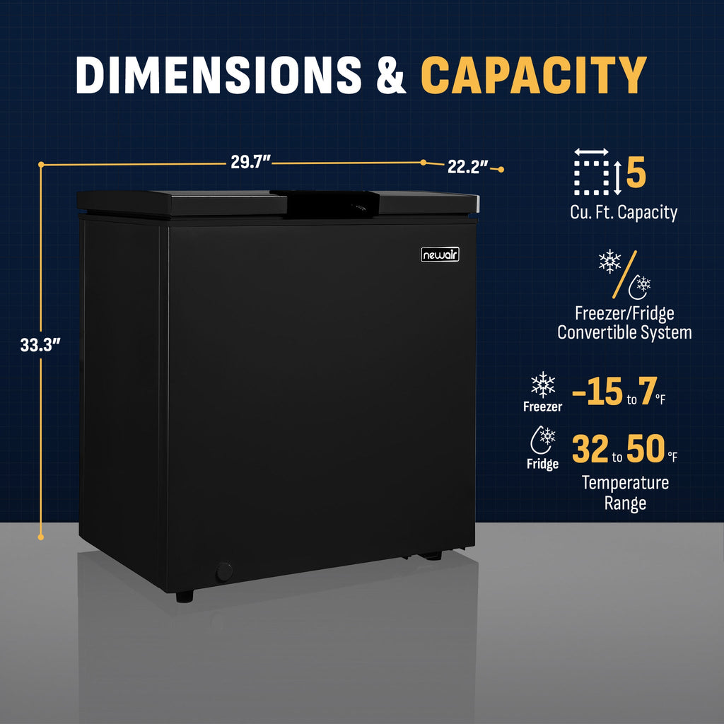 Newair® Mini Deep Chest Freezer, 5 Cu. Ft. - Black