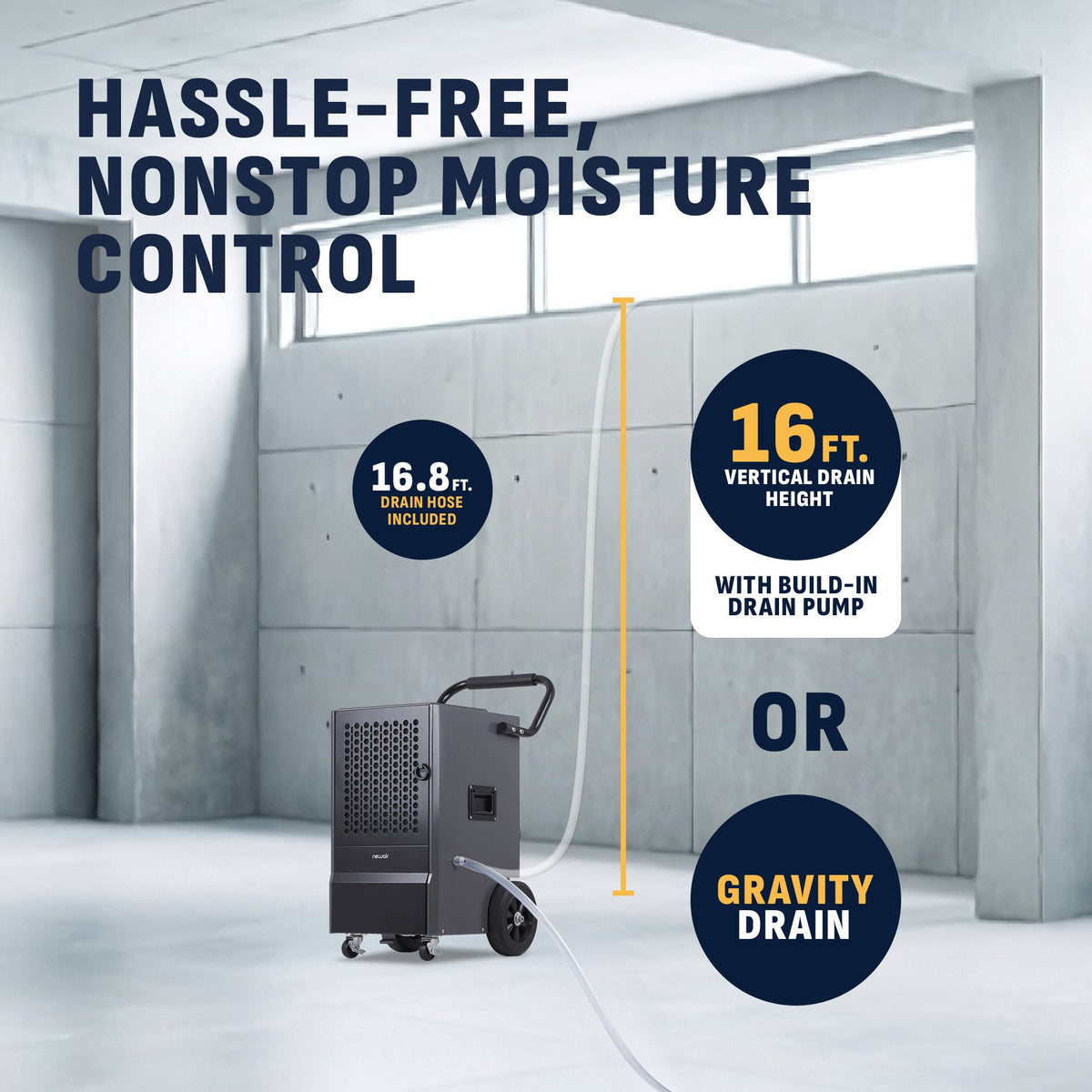 Newair 160 Pints Commercial Dehumidifier with Pump