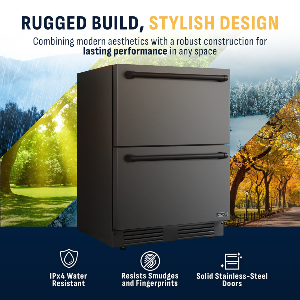 Newair 24 inch Refrigerator and Outdoor Freezer, Undercounter Refrigerator Freezer Convertible
